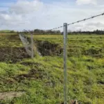 Clipex Eco Fence Post 1.8m with 2 lines of barbed wire on top of sheep netting