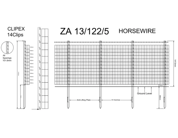 Horse Fence Post 14clip 13/122/5 Horse wire spec sheet