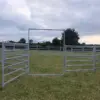 Horse lunging ring in field - adjustable height gate open - round ring