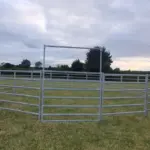 Horse lunging ring in field - adjustable height gate closed - round ring